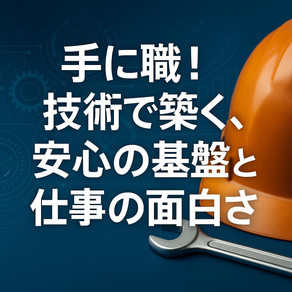 手に職！技術で築く、安心の基盤と仕事の面白さ