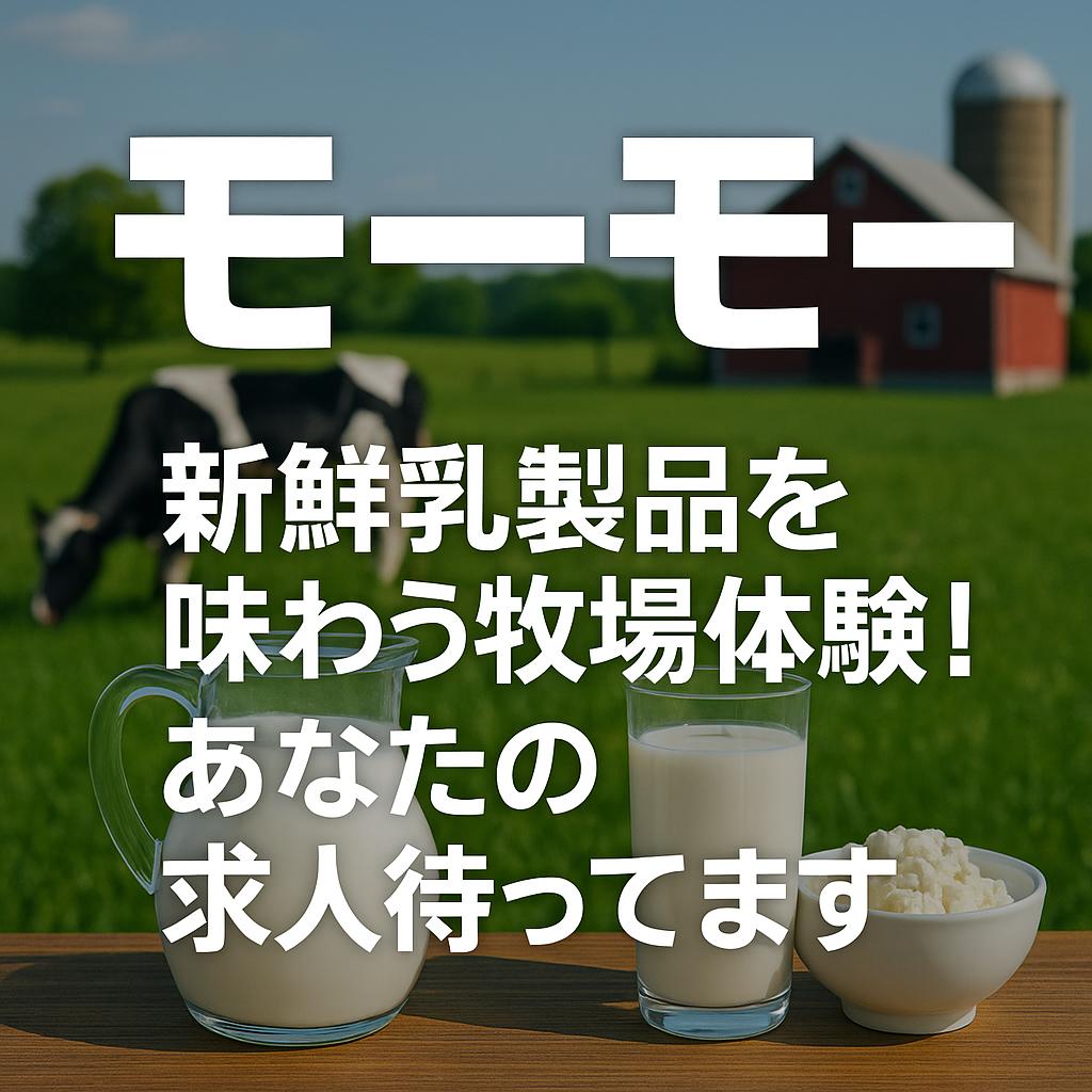 新鮮乳製品を味わう牧場体験！あなたの求人待ってます