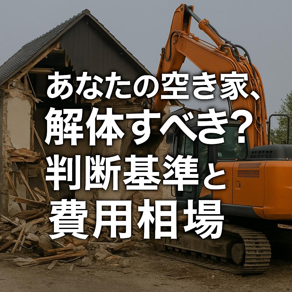 あなたの空き家、解体すべき?判断基準と費用相場