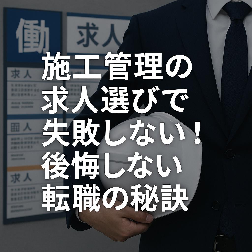 施工管理の求人選びで失敗しない！後悔しない転職の秘訣