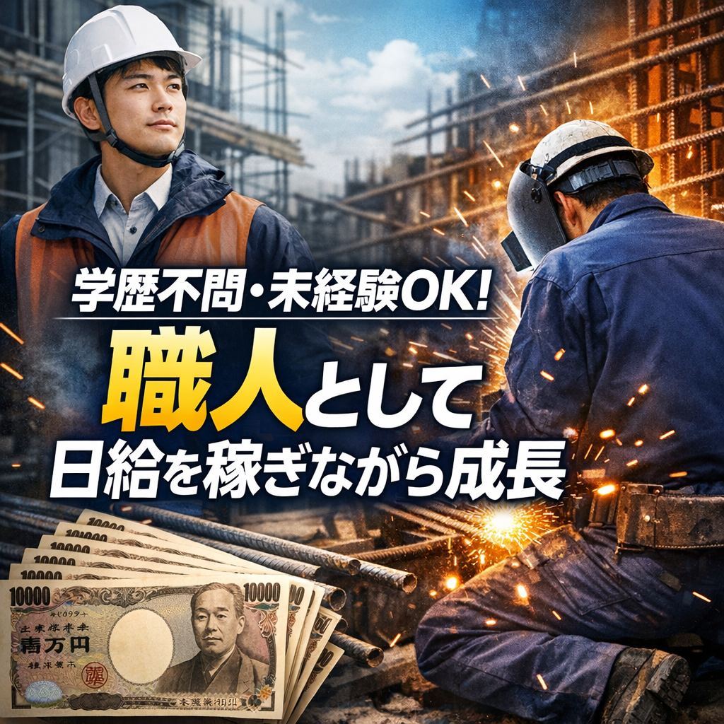 学歴不問・未経験OK！職人として日給を稼ぎながら成長