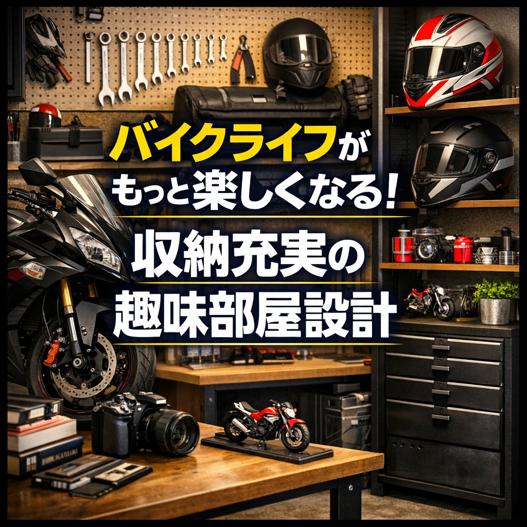 バイクライフがもっと楽しくなる！収納充実の趣味部屋設計