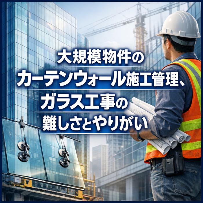 大規模物件のカーテンウォール施工管理、ガラス工事の難しさとやりがい