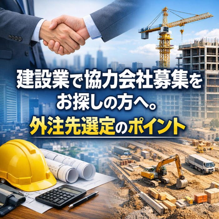 建設業で協力会社募集をお探しの方へ。外注先選定のポイント