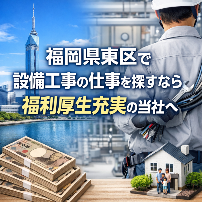 福岡県東区で設備工事の仕事を探すなら福利厚生充実の当社へ