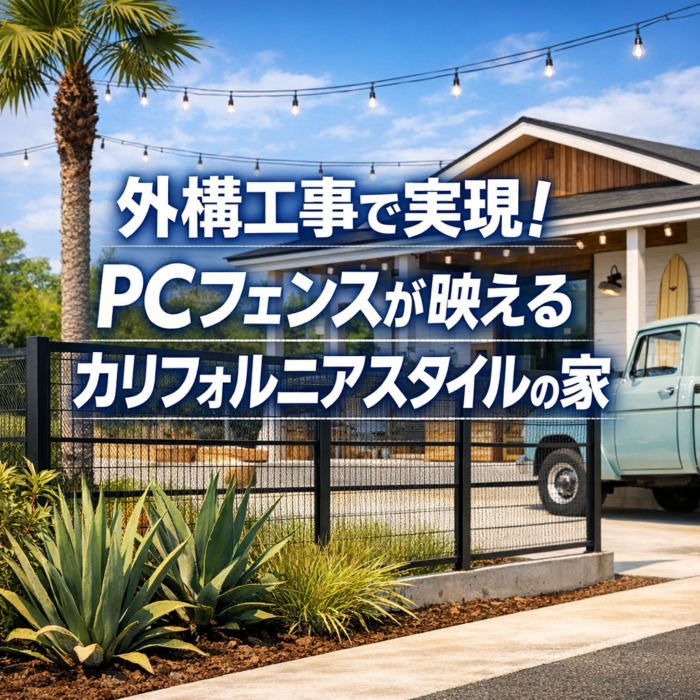 外構工事で実現！PCフェンスが映えるカリフォルニアスタイルの家