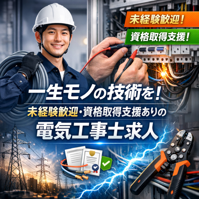 一生モノの技術を！未経験歓迎・資格取得支援ありの電気工事士求人