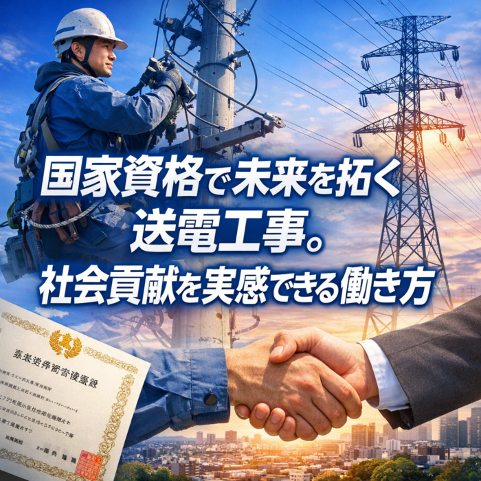 国家資格で未来を拓く送電工事。社会貢献を実感できる働き方