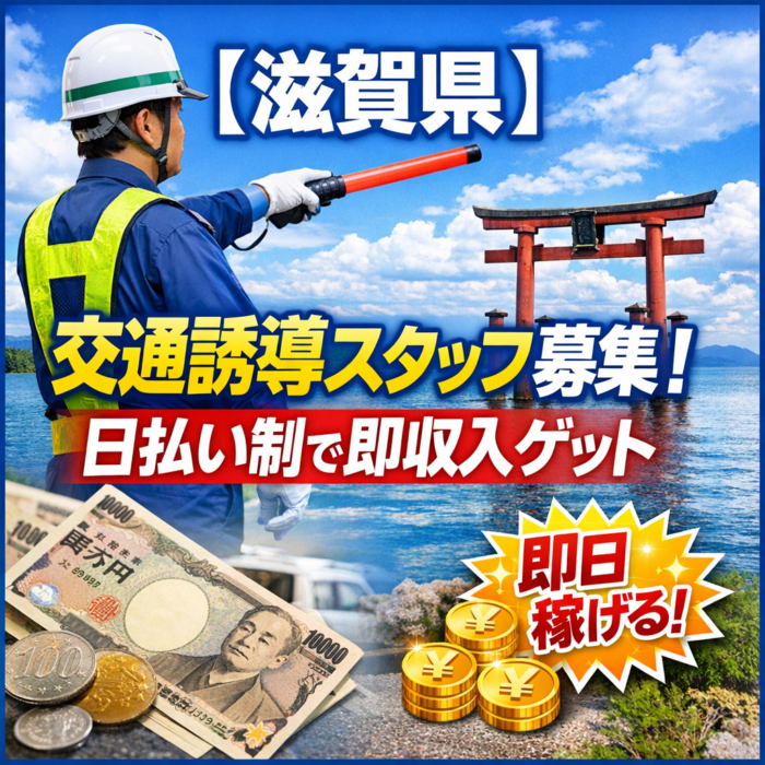 【滋賀県】交通誘導スタッフ募集！日払い制で即収入ゲット