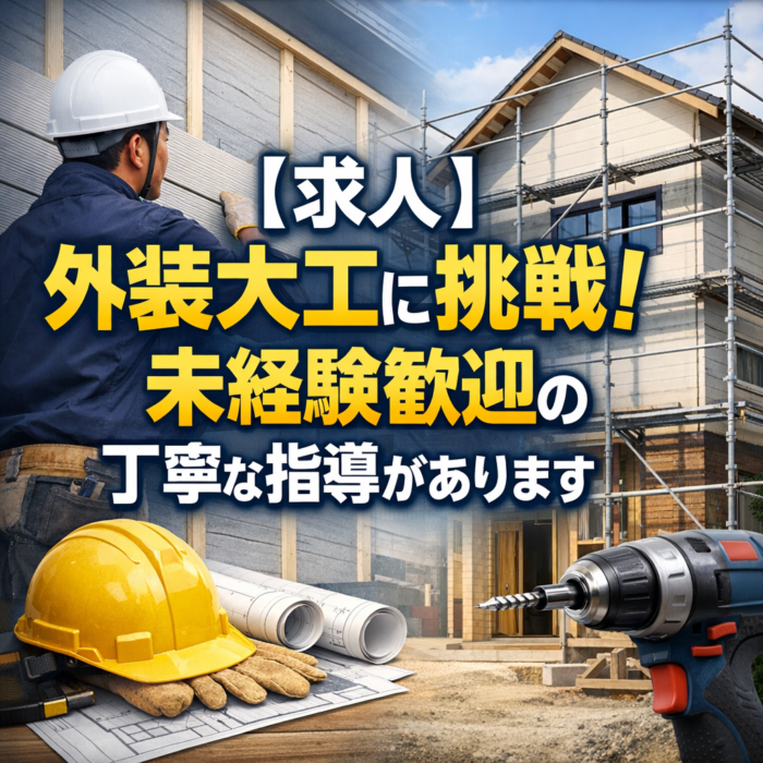 【求人】外装大工に挑戦！未経験歓迎の丁寧な指導があります