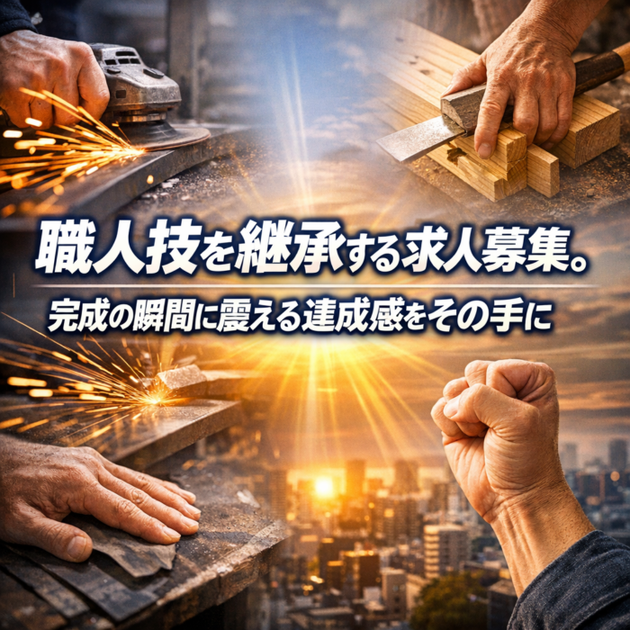 職人技を継承する求人募集。完成の瞬間に震える達成感をその手に