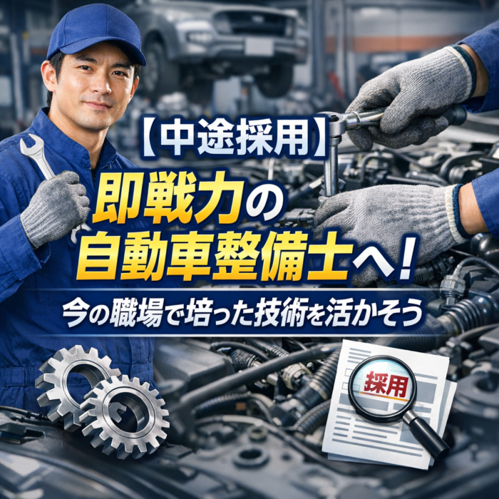 【中途採用】即戦力の自動車整備士へ！今の職場で培った技術を活かそう