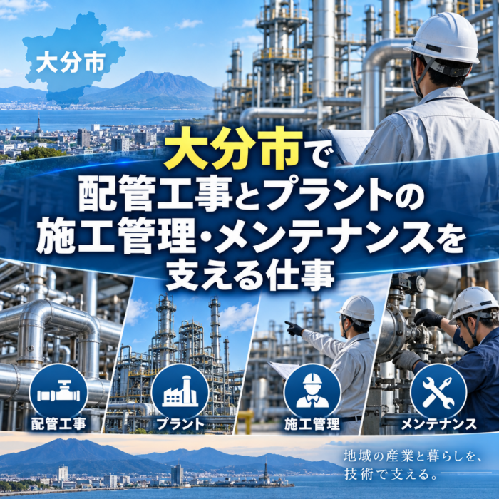 大分市で配管工事とプラントの施工管理・メンテナンスを支える仕事